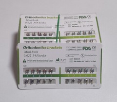 10 Packs Dental Orthodontic Metal Brackets Mini Roth .022 345 hooks Mesh Base CE
