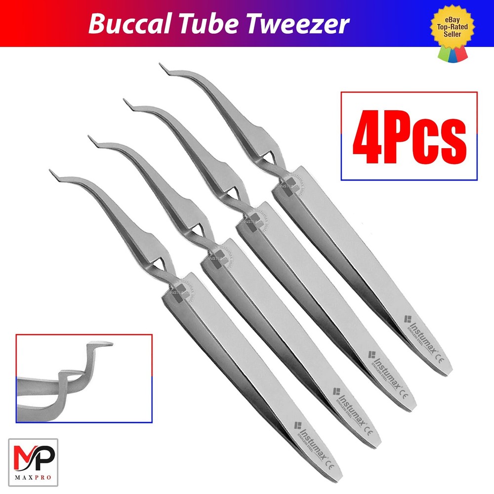 Buccal Tube Tweezers 5.5″ Bracket Placement Reverse Action Forceps 4Pcs