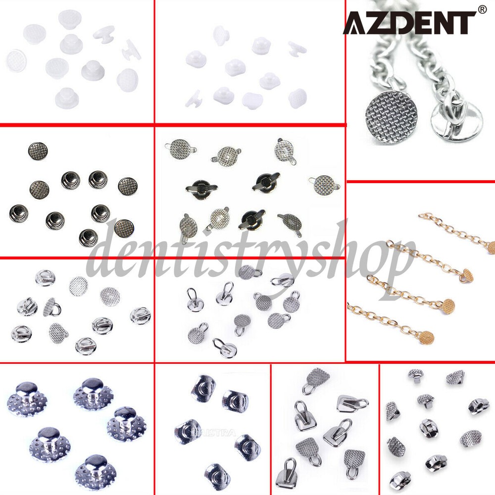 12 Type AZDENT Dental Orthodontics Lingual Buttons For Bondable Round Mesh Base