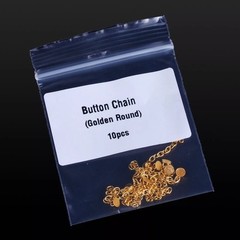 2pcs/pack Dental Orthodontic Traction Chain Round Buttons with Chain Gold Plated