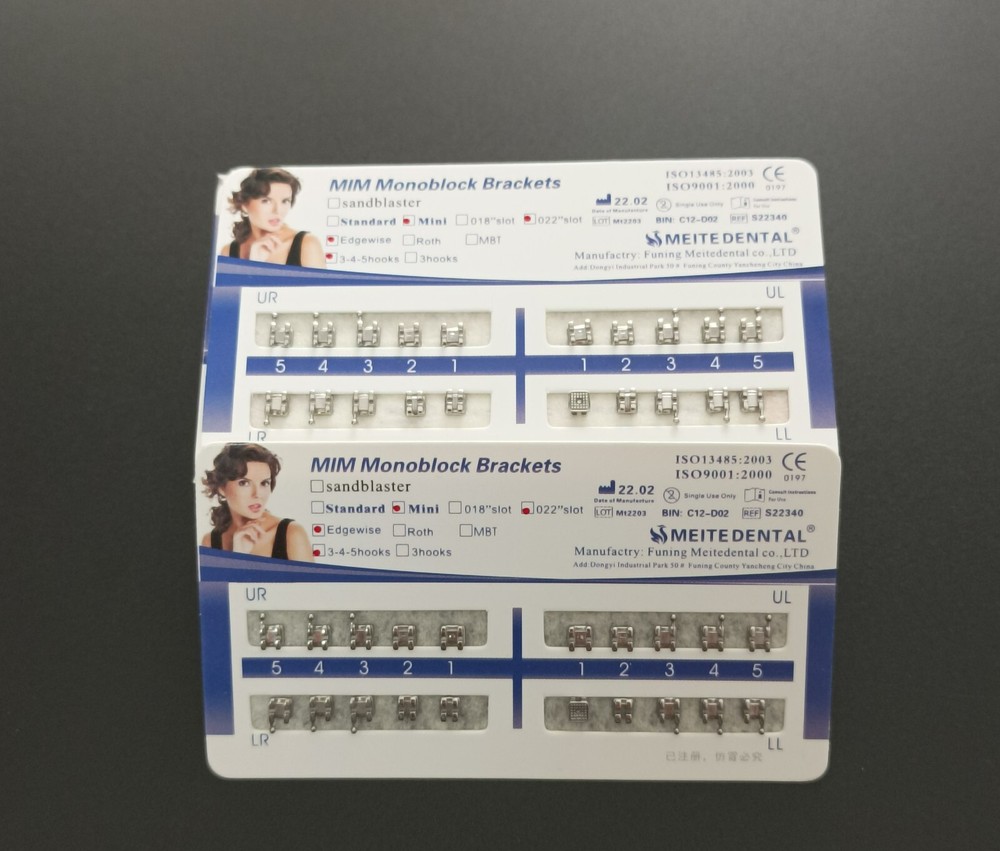 20Sets Dental Orthodontic Brackets MIM Monoblock Mini Edgewise 022 345/no Hooks