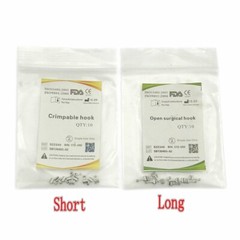 100Pcs Dental Orthodontic Crimpable Hook Long/Medium/Short /Stop Stainless Steel