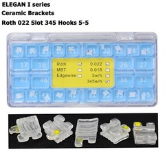 Dental Orthodontic Brackets Ceramic Braces Clear Aesthetic Roth MBT 022 345 Hook