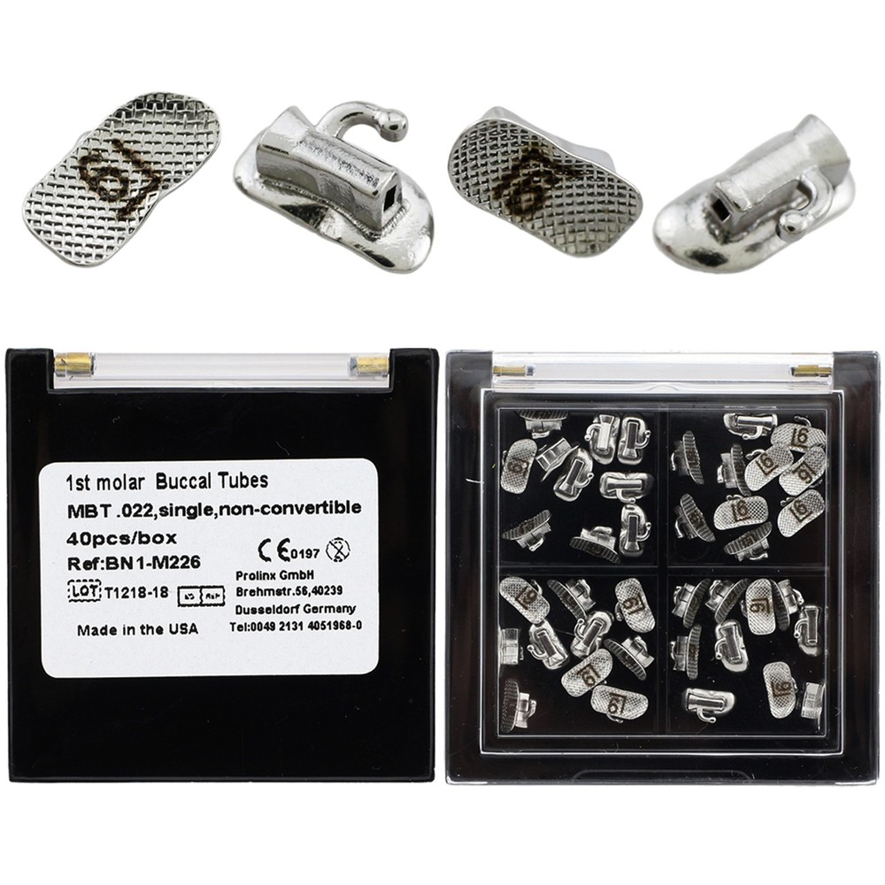40 Pc Dental Orthodontic Buccal Tubes 1st Molar 022 MBT Bondable Base Laser Mark