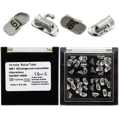 40 Pc Dental Orthodontic Buccal Tubes 1st Molar 022 MBT Bondable Base Laser Mark