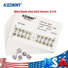 10 kits AZDENT Dental Brackets Braces Orthodontic Mini Roth0.022″ Hooks 3-4-5