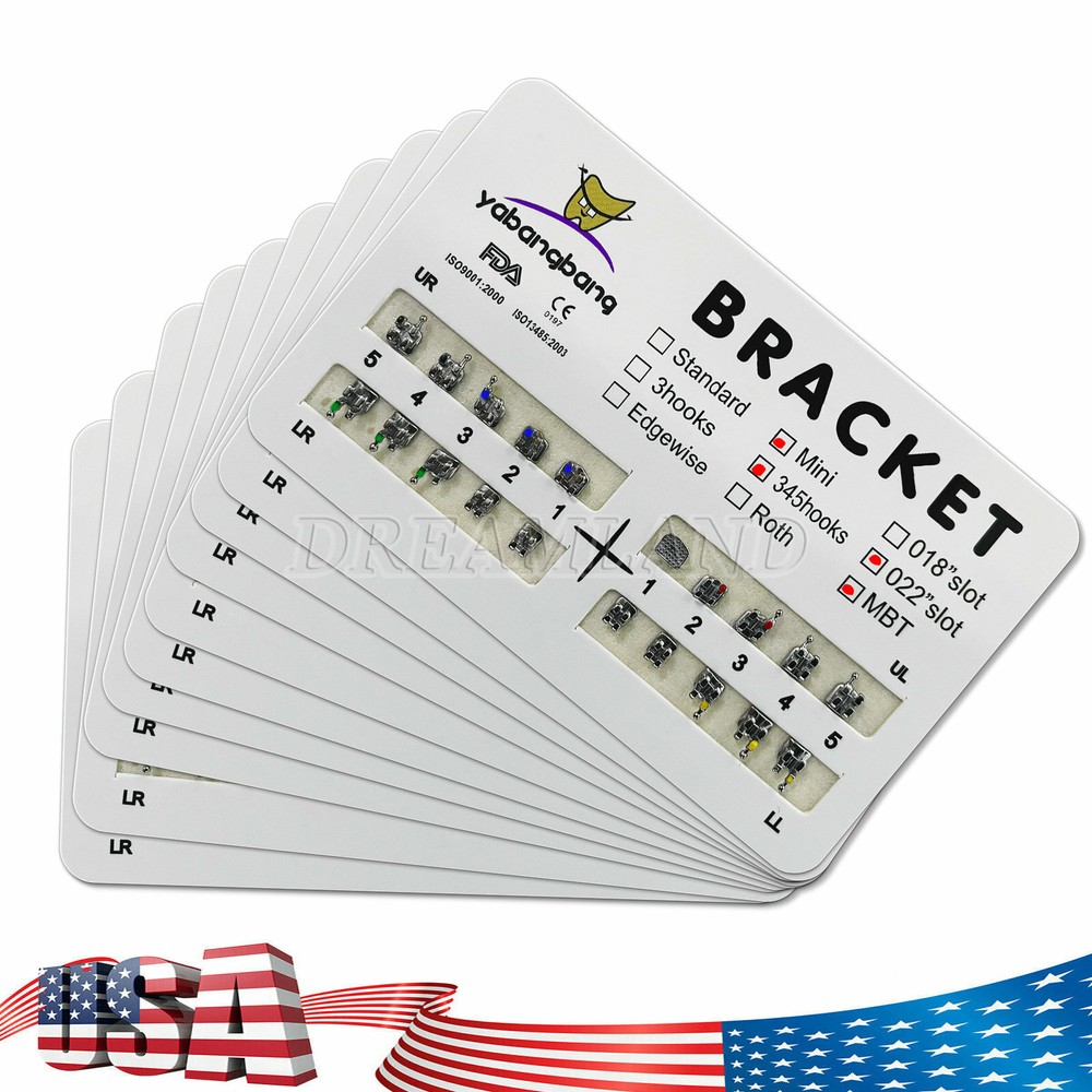 10Bags Dental Orthodontic Brackets Braces Mini Standard Slot.022 No/3 /345 Hooks