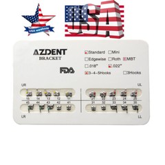 10 X Dental Orthodontic Metal Bracket Braces Standard MBT Slot 0.22 Hook 3-4-5