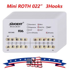 200Pcs Dental Orthodontic Braces Bracket Mini Roth 022″Slot 3 Hooks 10 Packs