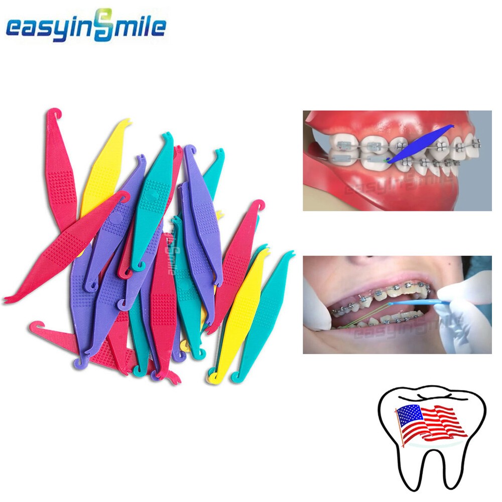 Dental Orthodontic Elastic Placer Hooks For Braces Elastic Rubber Bands 100Pcs