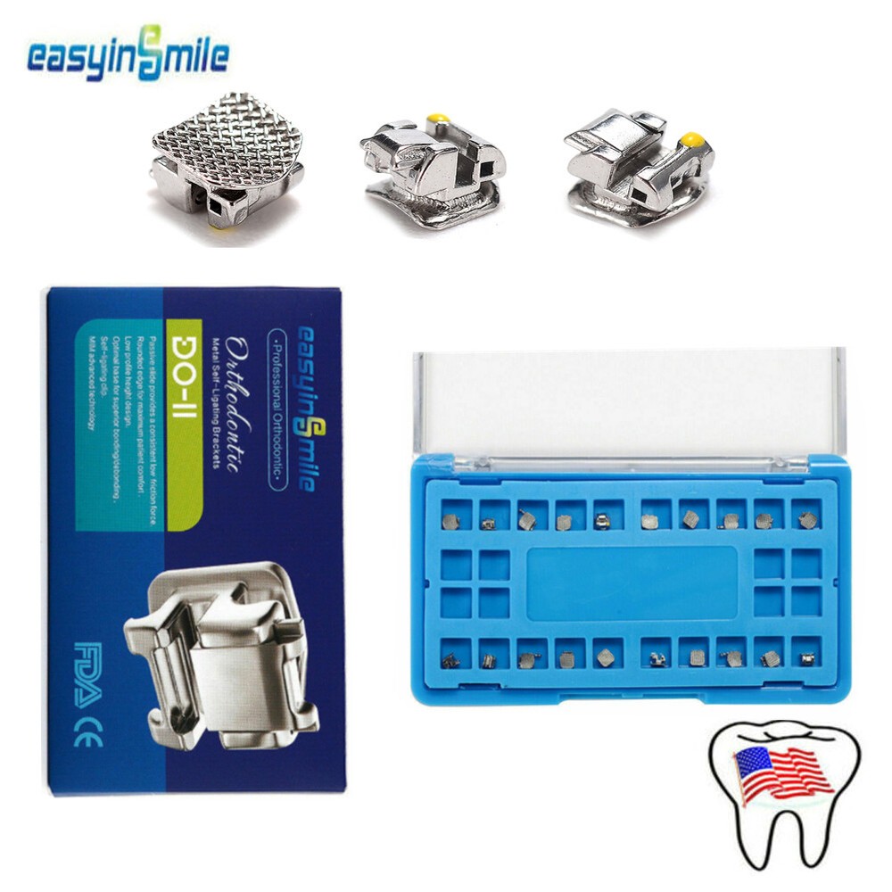 Dental Orthodontic Self-ligating Brackets Roth/MBT Mesh Base Bracket Hook 022
