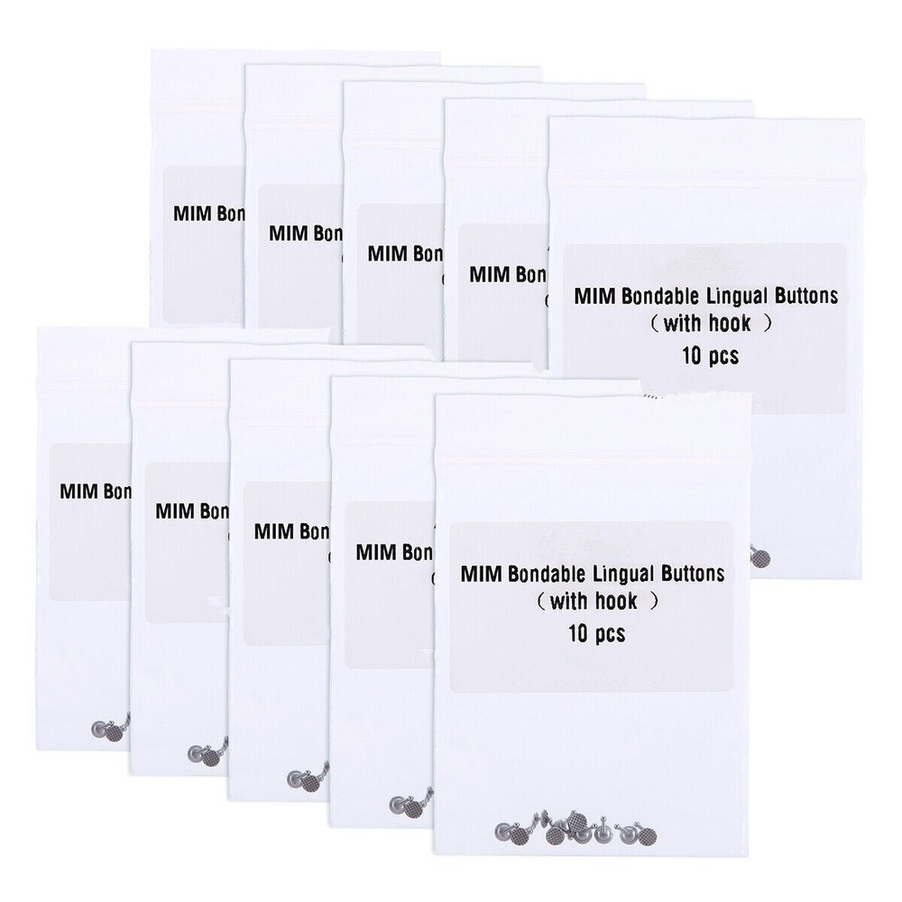 Dental Orthodontics MIM Bondable Lingual Buttons with Hook Round Mesh Base