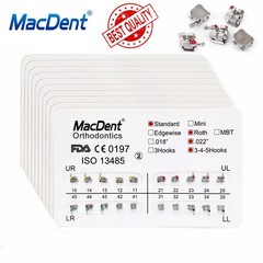 MacDent Dental Orthodontic Brackets Braces Standard Roth.022 Hooks 3-4-5 FDA