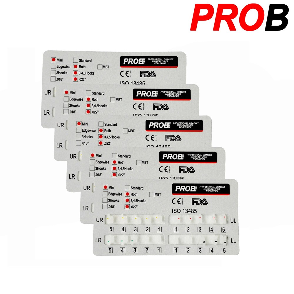 PROB Orthodontic Dental Ceramic Bracket Braces Standard/Mini Roth/MBT 022 3/345H