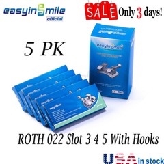 5 Sets Dental Orthodontic Metal Bracket Mini ROTH 022 Slot 3 4 5 With Hooks
