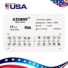 AZDENT Dental Orthodontic Brackets Metal Braces Mini Edgewise Slot.018 Hooks 345
