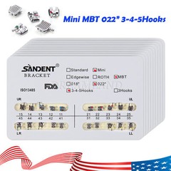 10 Packs Dental Metal Brackets Mini/Standard MBT/Roth 022/018 Hooks 3/345