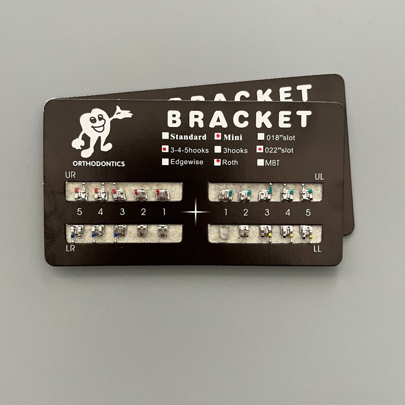 100 Sets Dental Metal Brackets Braces Mini Roth/MBT 022 Slot 345 hooks Mesh Base