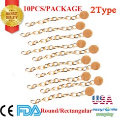 10Pcs Dental Orthodontic Lingual Button Chain Traction Chain Gold Plated 2Types