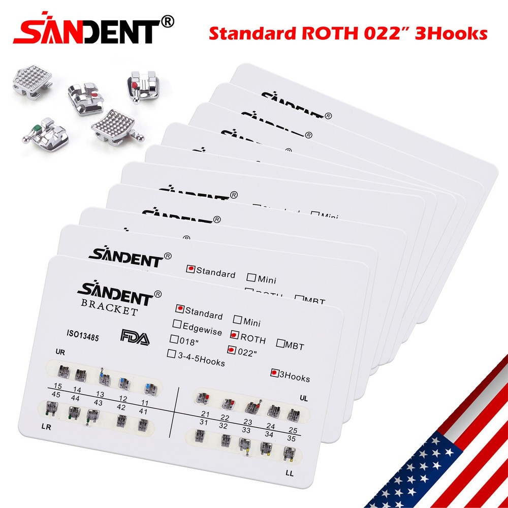 Dental Orthodontics Brackets Brace Standard Roth.022 Hooks 3 Metal 20pcs/pack DL