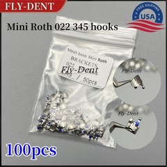 100pcs Dental Orthodontic Metal Bracket Braces Mini Roth 022 Slot 345 Hooks