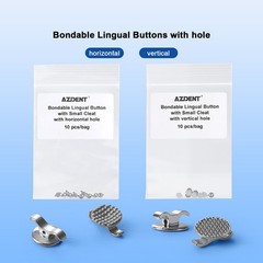 Dental Orthodontic Bondable Lingual Buttons hole Vertical Horizontal channel