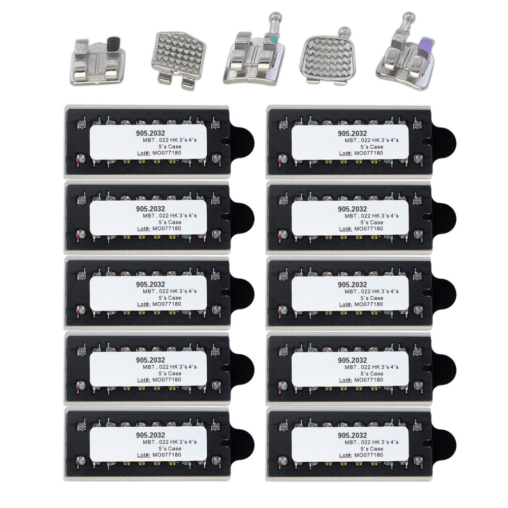 Dental Orthodontic Brackets MBT Slot 022 345 Hooks MIM Metal Braces 5-5 10 Kits