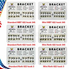 10-100 x Dental Ortho Brackets Mini/Standard MBT/Roth 022 Hooks 3 4 5 USA