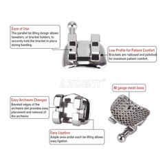 50 X Dental Orthodontic Brackets Standard Edgewise Slot.018 Hooks 3-4-5 Metal