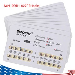200Pcs Dental Orthodontic Braces Bracket Mini Roth 022″Slot 3 Hooks 10 Packs