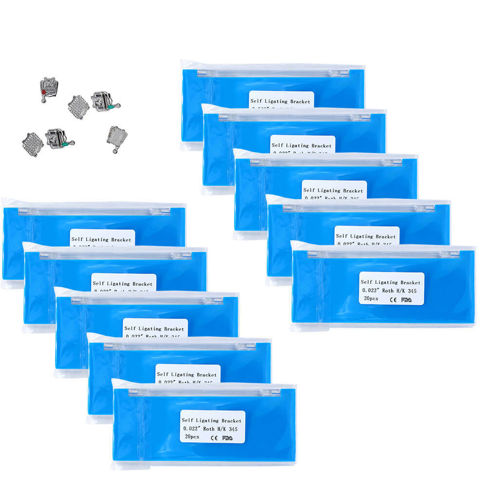 Self-Ligating Metal Brackets Roth 0.022 345 Hooks Dental Ortho With Tool