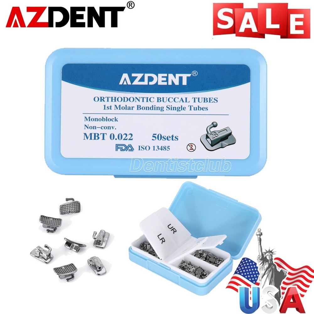 50Set AZ Dental Orthodontic Buccal Tubes 1st Molar Bondable Non-Conv MBT.022