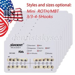 10Packs/200Pcs Ortho Dental Brackets Braces Mini Roth MBT.022 Slot Hooks 345/3