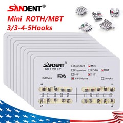 10 Packs Dental Metal Orthodontic Bracket Brace Roth/MBT Slot.022 3/345 Hooks