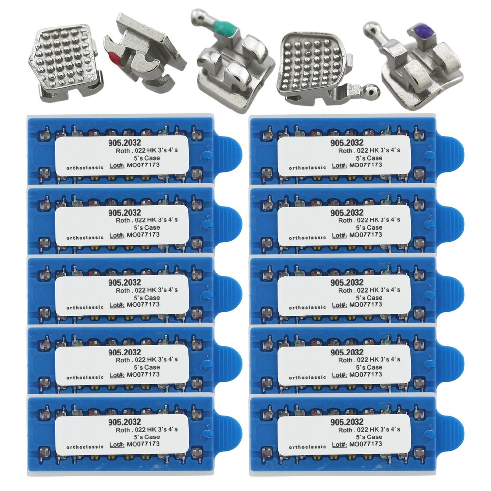 Dental Orthodontic Brackets Braces MIM Metal Roth 022 345 Hooks 5-5 Mini Blue