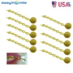 10pcs Easyinsmile Orthodontic Traction Chain Gold Plated Dental Round Base