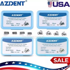 50Sets AZDENT Dental Orthodontic Buccal Tubes 1st 2nd Roth /MBT 0.022 Bondable