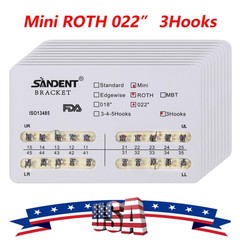 10* Dental Ortho Orthodontics Brackets Braces Mini Roth 022 Slot 3 Hooks IIC NEW