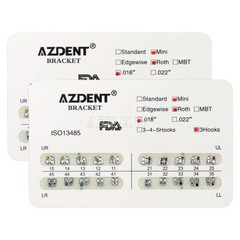 AZDENT Dental Orthodontic Brackets Braces Metal Mini Roth 018″Slot 3 Hooks Metal