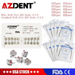 Dental Orthodontic Brackets Braces Metal Mini Roth.022 Hooks 345 /Arch Wires