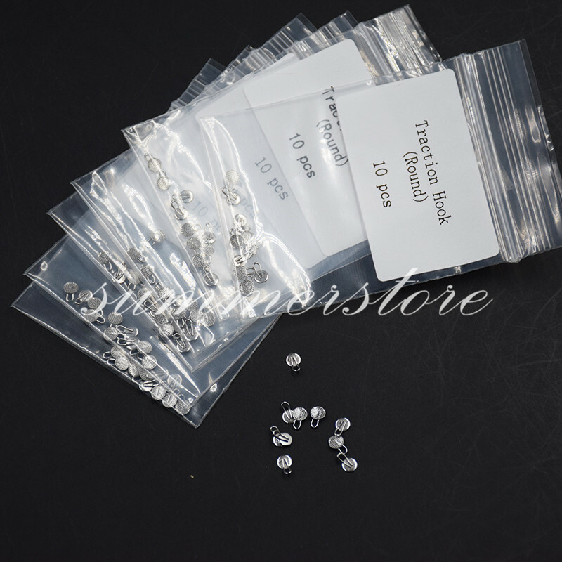 10 Pcs Dental Orthodontic Traction Hook Caplin Hook Round Base Bondable 1 Bag