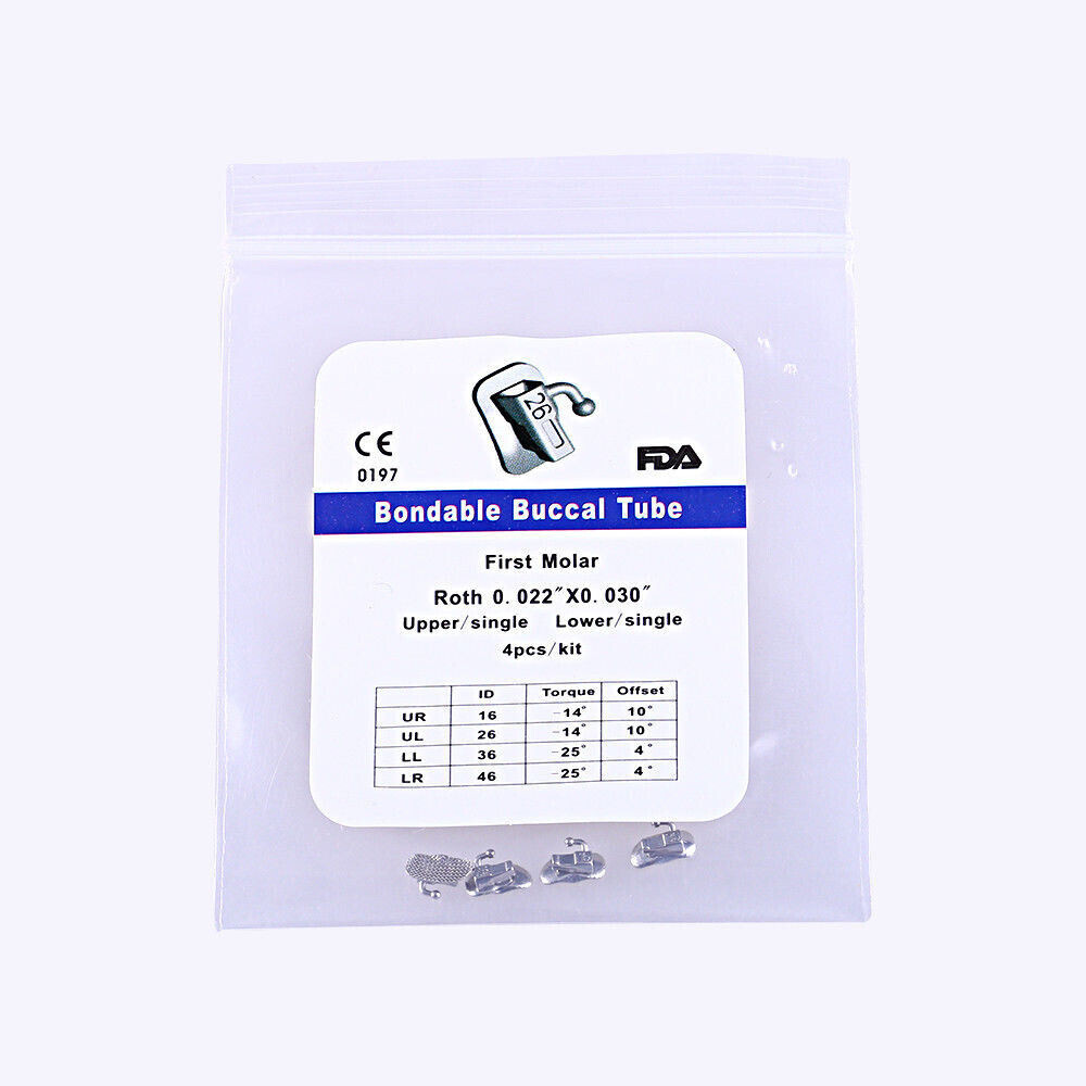 4PCS Dental Orthodontic 1st Molar Bracket Buccal Tube Roth 022 Non-convertible