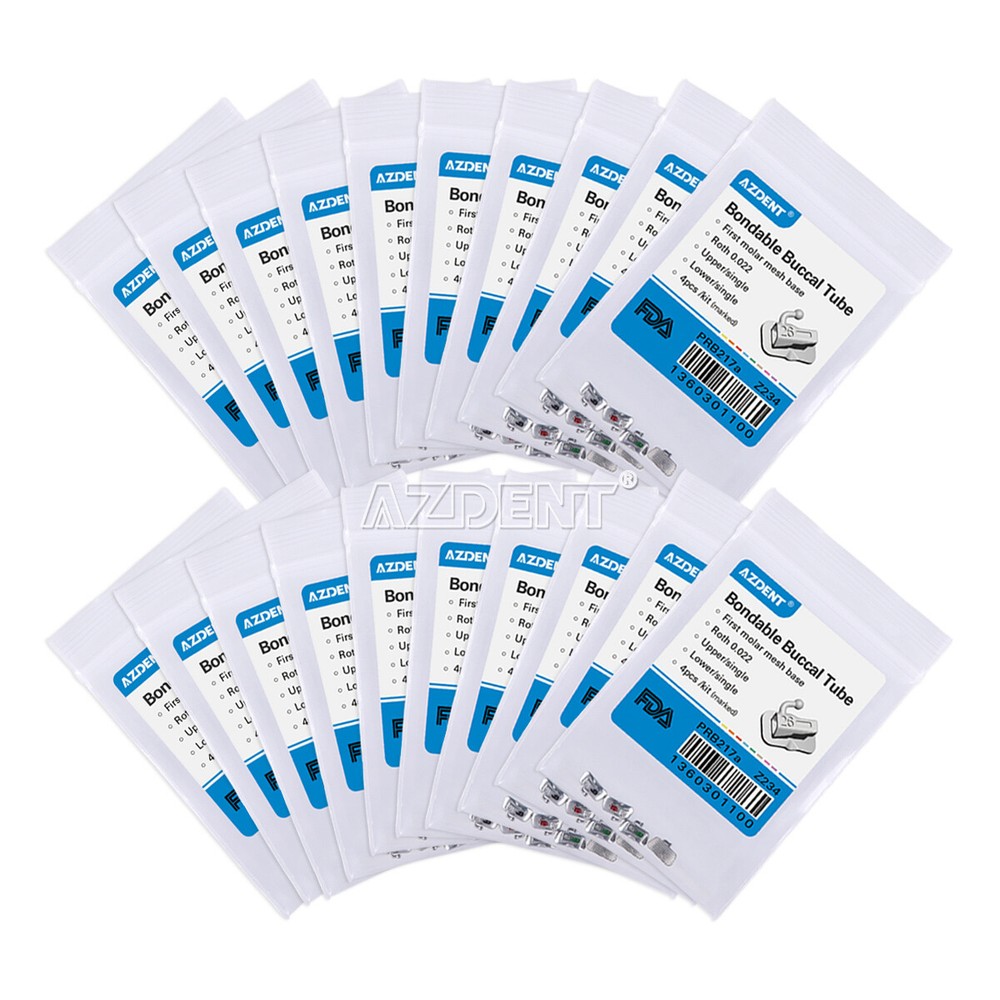 200X AZDENT Dental Orthodontic 1st Molar Buccal Tube Roth.022 With Laser Mark