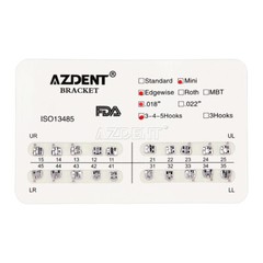 AZDENT Dental Orthodontic Brackets Metal Braces Mini Edgewise Slot.018 Hooks 345