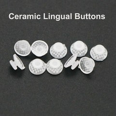 100 Pcs Dental Orthodontic Ceramic Lingual Button Clear Bondable Round Base Mesh