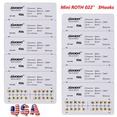 200Pcs Dental Orthodontic Braces Bracket Mini Roth 022″Slot 3 Hooks 10 Packs