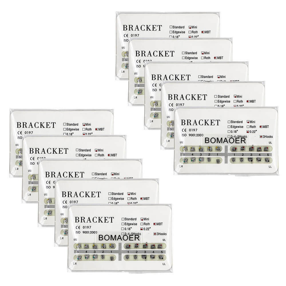 5 Packs Dental Orthodontic Metal Bracket Brace Mini MBT 022 3 Hook 20PCS/Pack