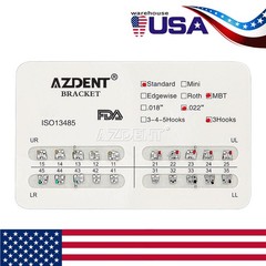 10 Packs AZDENT Dental Orthodontic Brackets Braces Standard MBT Slot.022 Hooks 3