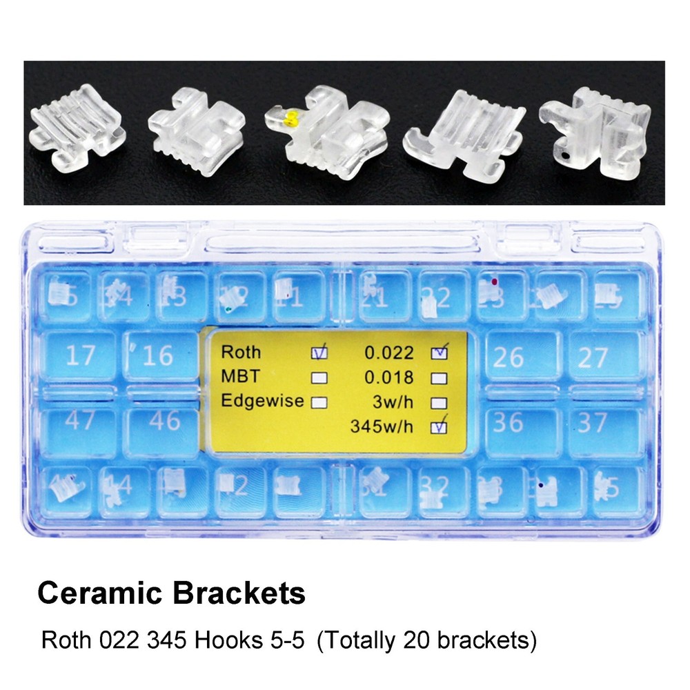 STAR ABSOLUTE Dental Orthodontic Sapphire Ceramic Bracket Brace Roth MBT 022 345