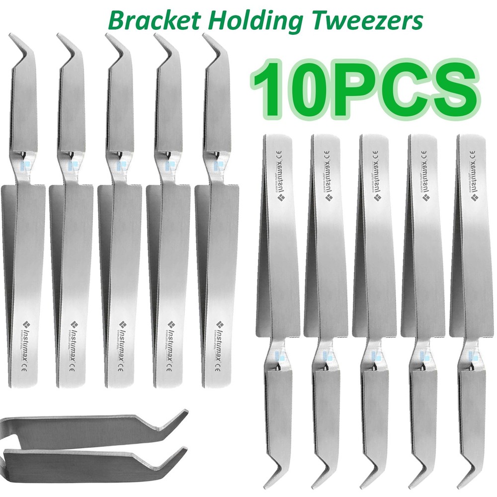 Dental Bracket Holding Tweezers Orthodontic Placing Reverse Action Forceps 10PCS